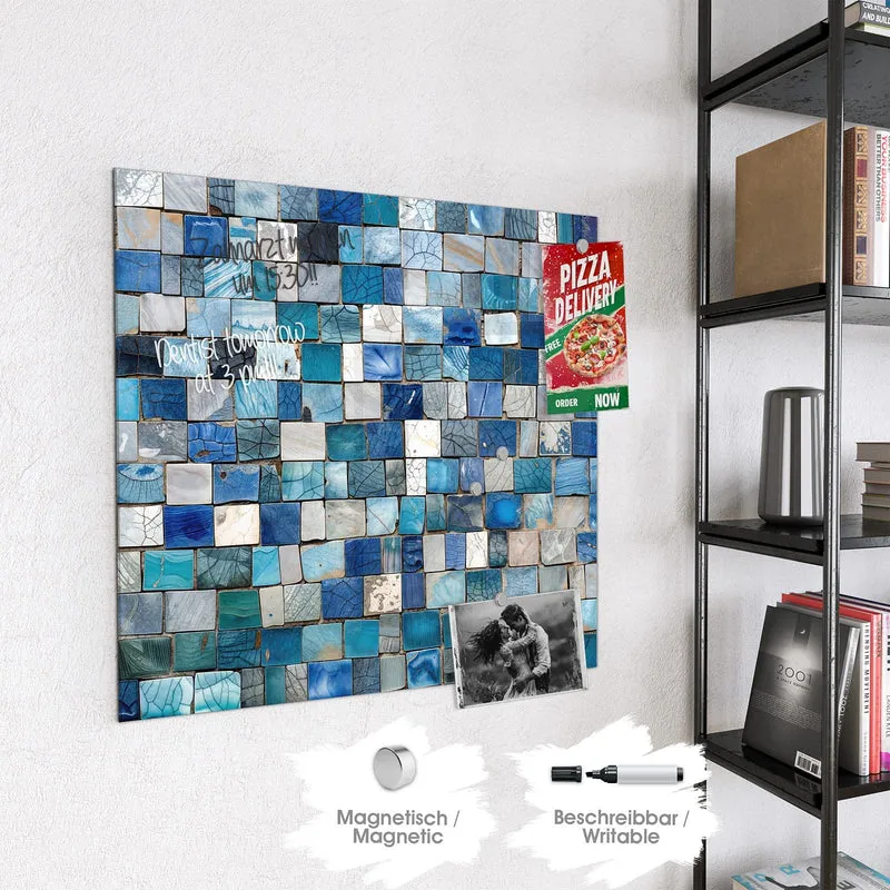 Magnettafel - Blaue Marmorfliesen