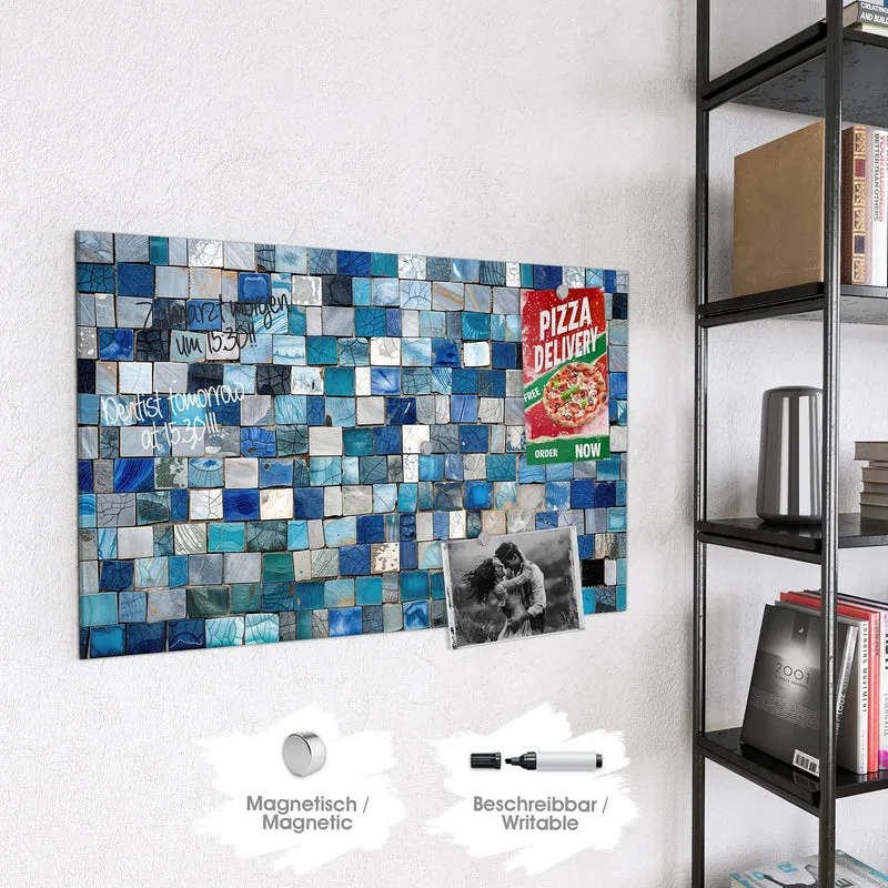 Magnettafel - Blaue Marmorfliesen