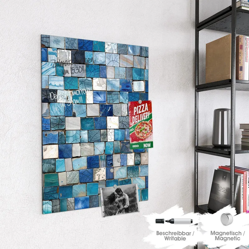Magnettafel - Blaue Marmorfliesen