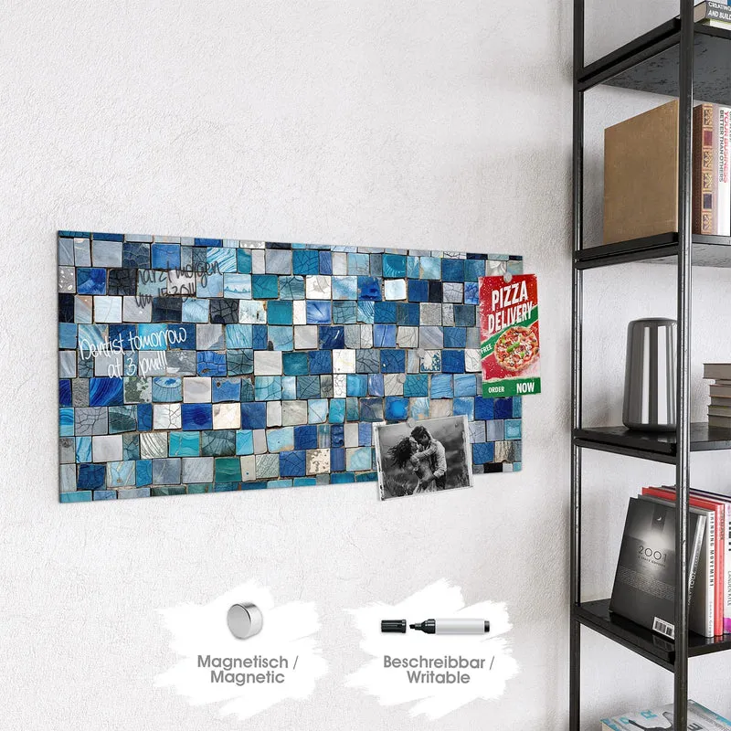 Magnettafel - Blaue Marmorfliesen