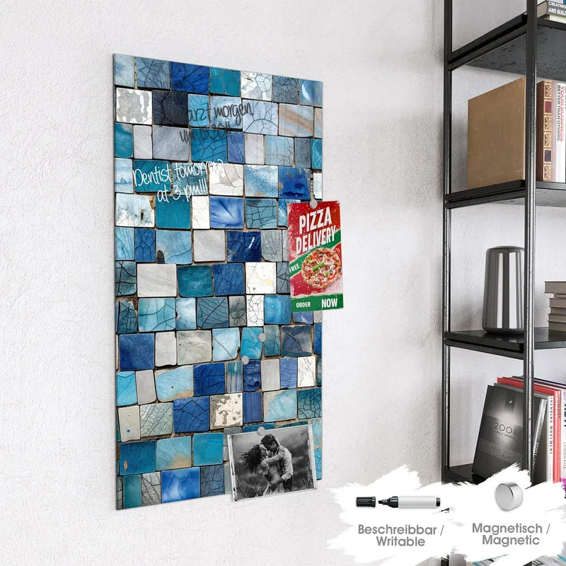 Magnettafel - Blaue Marmorfliesen