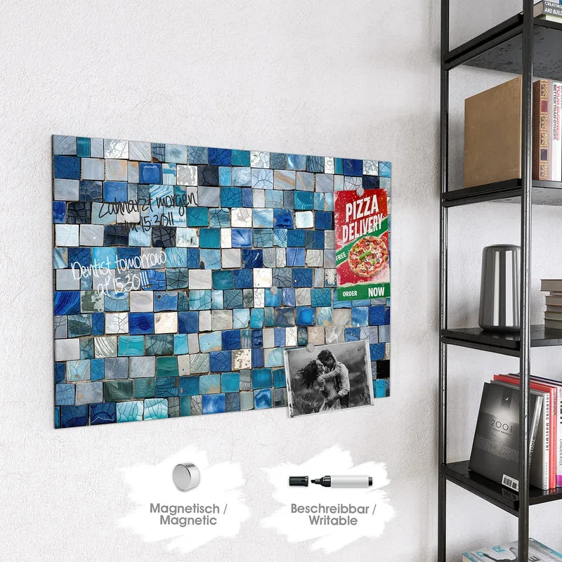 Magnettafel - Blaue Marmorfliesen