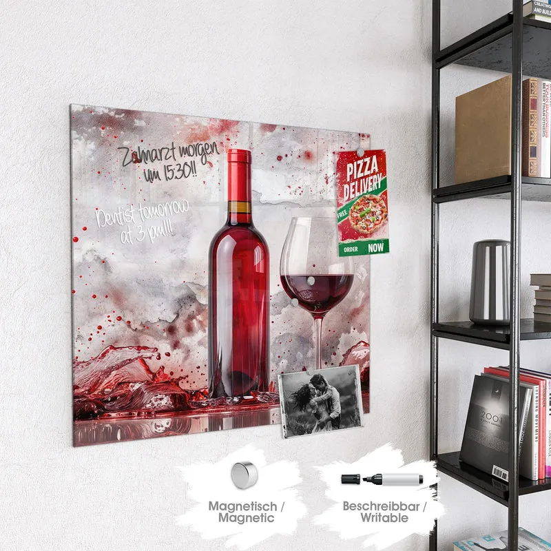 Magnettafel - Weinflasche im Spritzer
