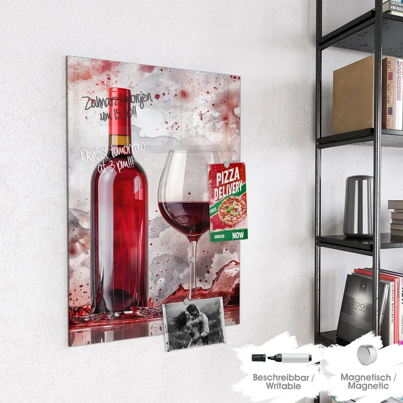Magnettafel - Weinflasche im Spritzer