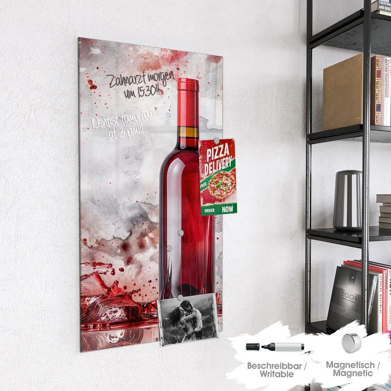 Magnettafel - Weinflasche im Spritzer