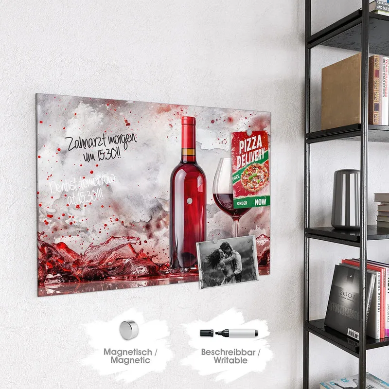 Magnettafel - Weinflasche im Spritzer