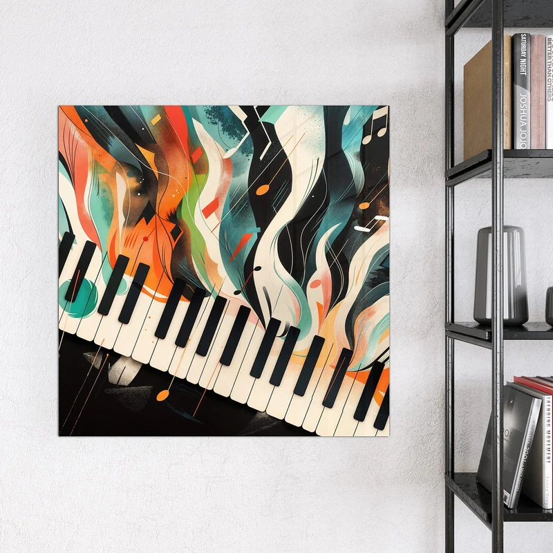 Magnettafel - Klavier in Farbwellen