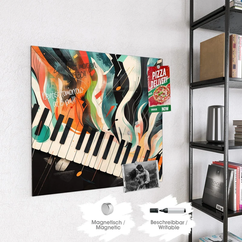 Magnettafel - Klavier in Farbwellen