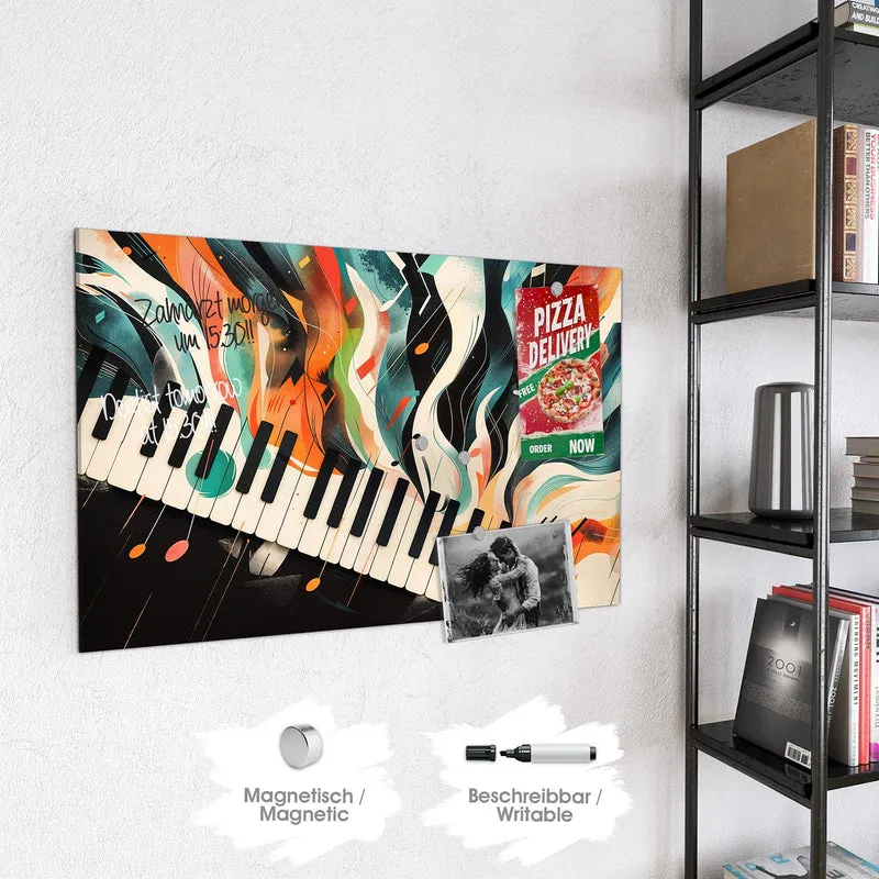 Magnettafel - Klavier in Farbwellen