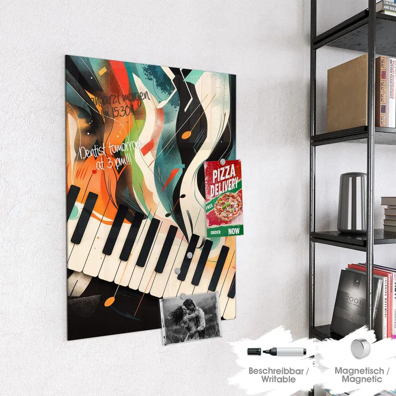 Magnettafel - Klavier in Farbwellen