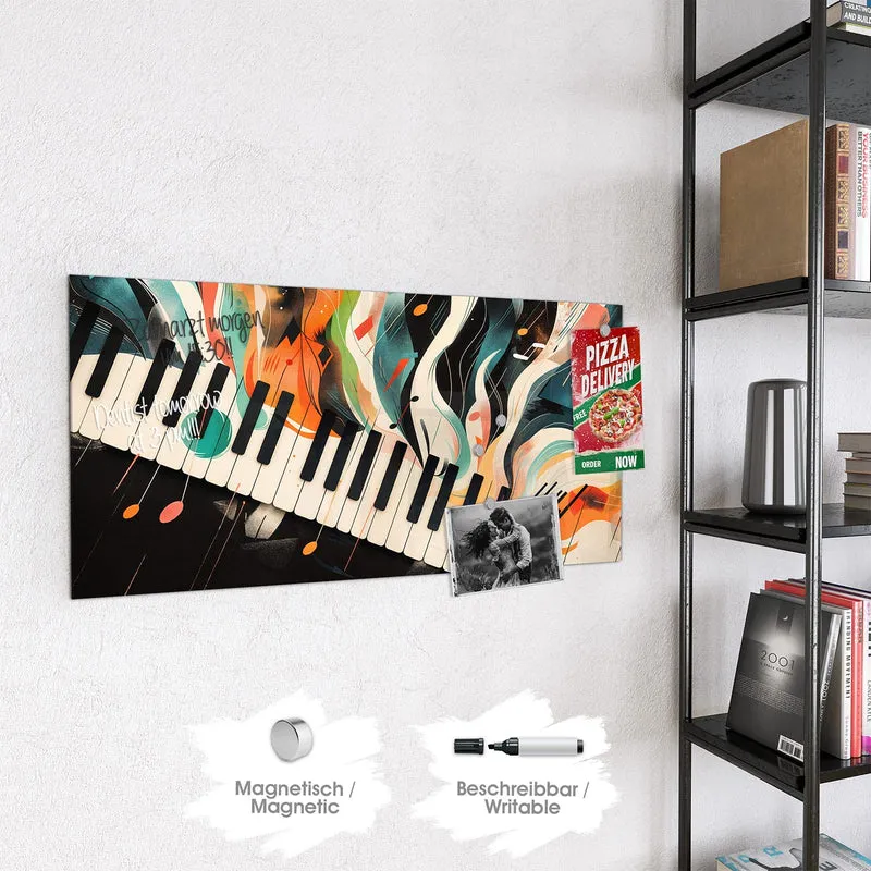 Magnettafel - Klavier in Farbwellen