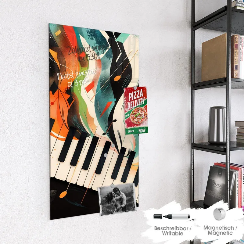Magnettafel - Klavier in Farbwellen