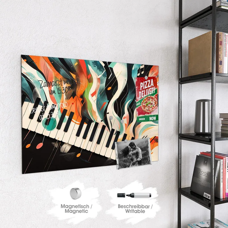 Magnettafel - Klavier in Farbwellen