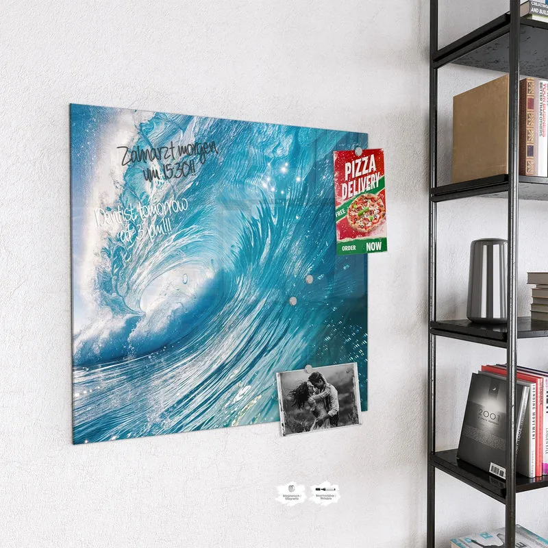 Magnettafel - Blaue Welle mit Gischt