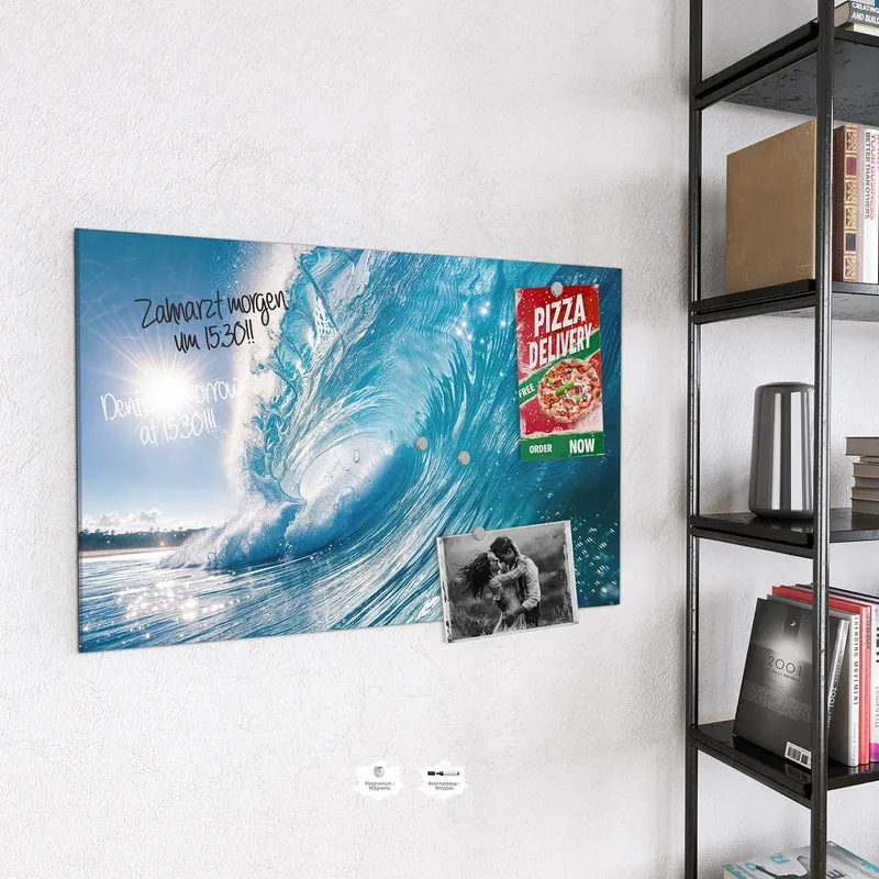 Magnettafel - Blaue Welle mit Gischt