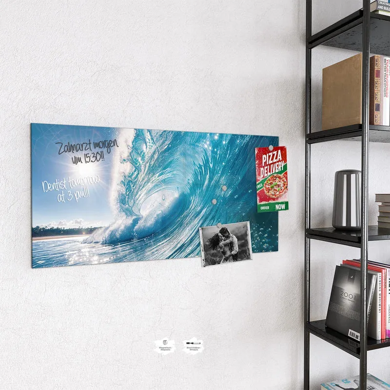 Magnettafel - Blaue Welle mit Gischt