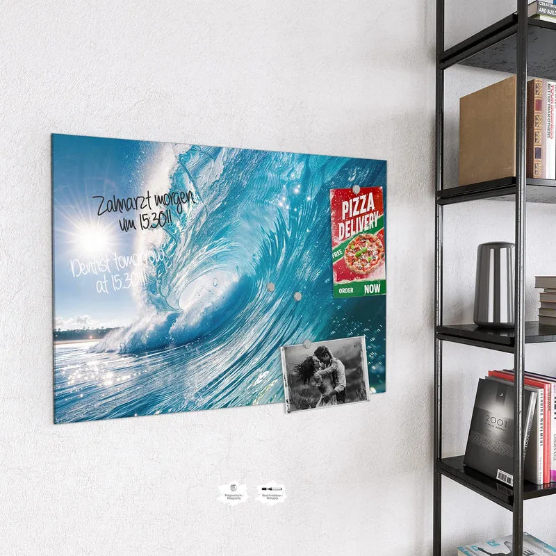 Magnettafel - Blaue Welle mit Gischt