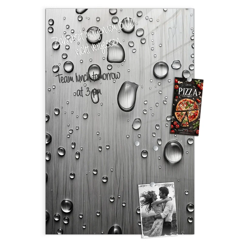 Magnettafel - Wassertropfen auf Metall