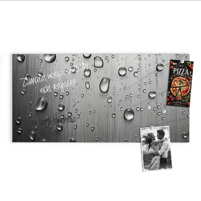 Magnettafel - Wassertropfen auf Metall