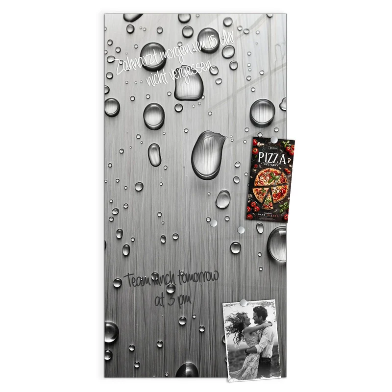 Magnettafel - Wassertropfen auf Metall