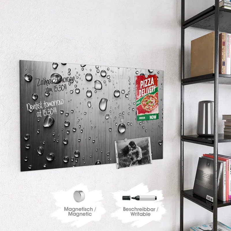 Magnettafel - Wassertropfen auf Metall