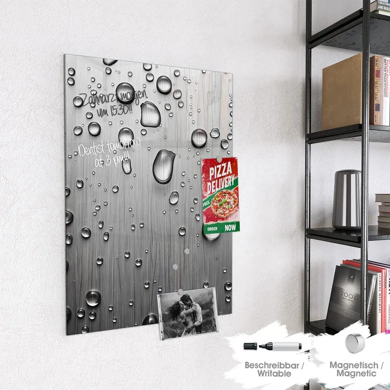 Magnettafel - Wassertropfen auf Metall