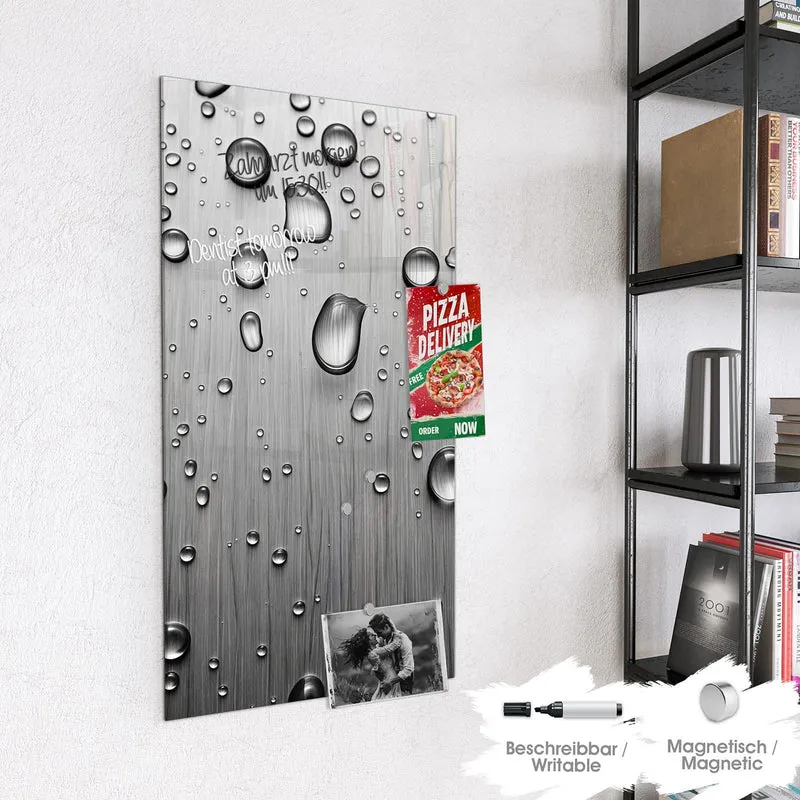 Magnettafel - Wassertropfen auf Metall