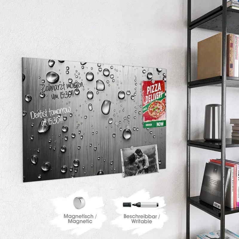 Magnettafel - Wassertropfen auf Metall