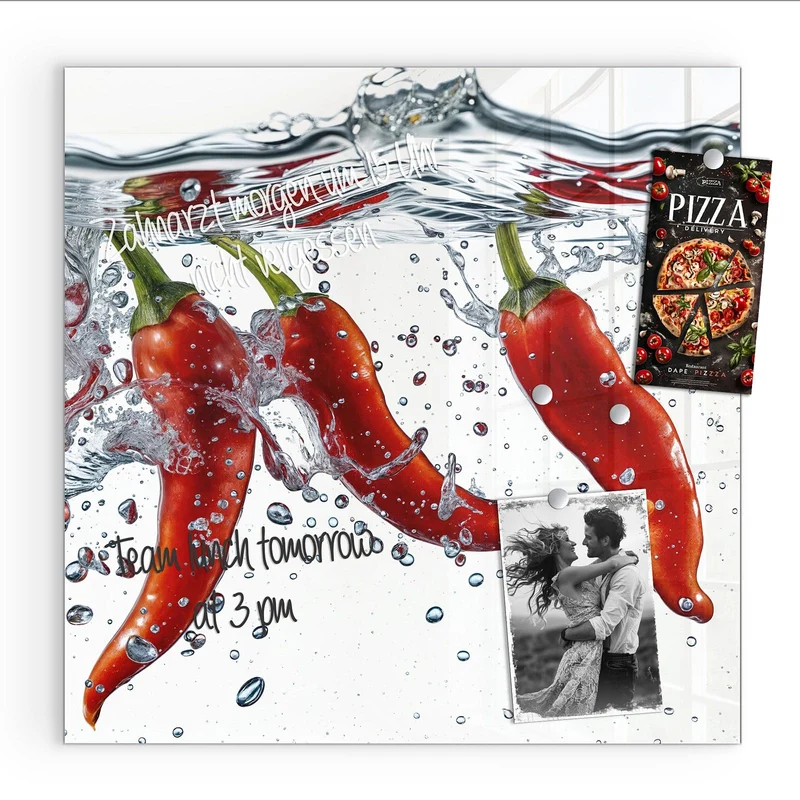 Magnettafel - Drei Chilis im Wasser