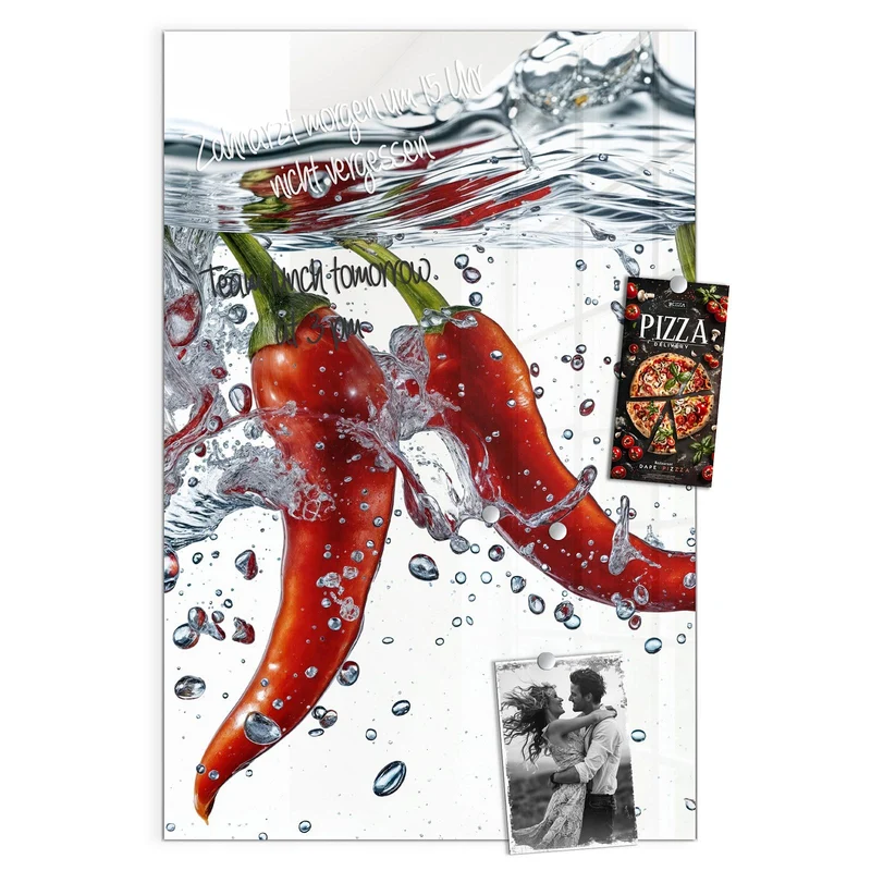 Magnettafel - Drei Chilis im Wasser