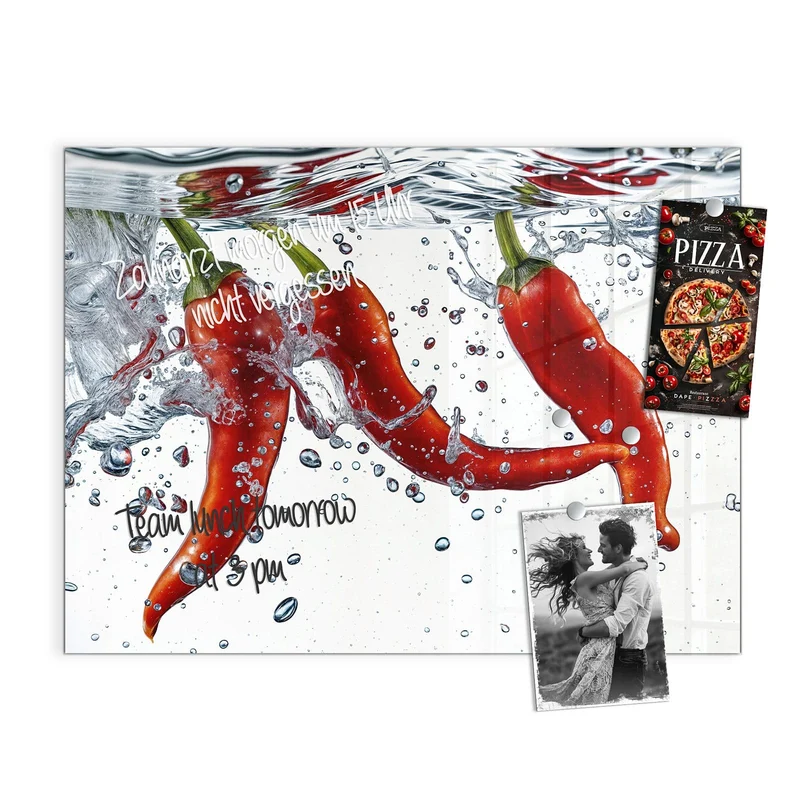 Magnettafel - Drei Chilis im Wasser
