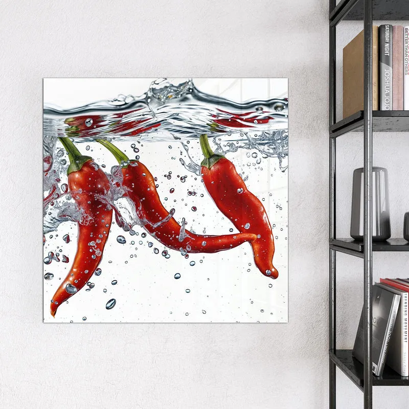 Magnettafel - Drei Chilis im Wasser