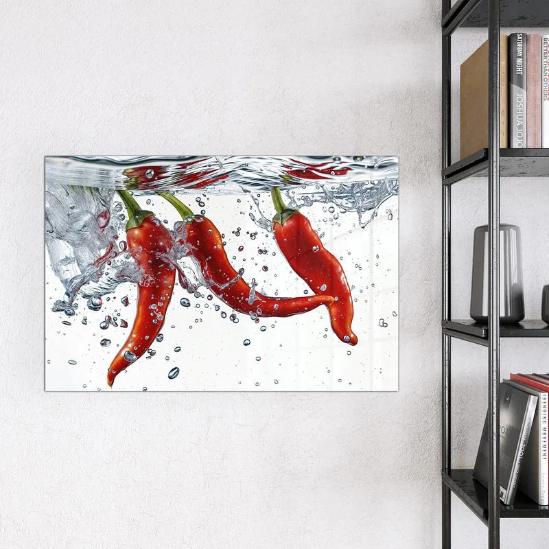 Magnettafel - Drei Chilis im Wasser