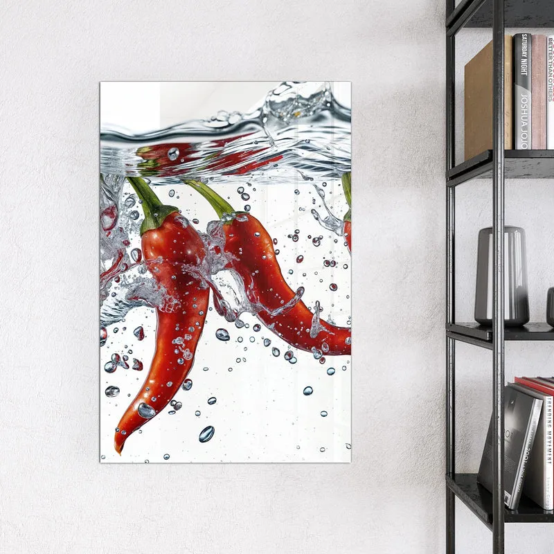 Magnettafel - Drei Chilis im Wasser