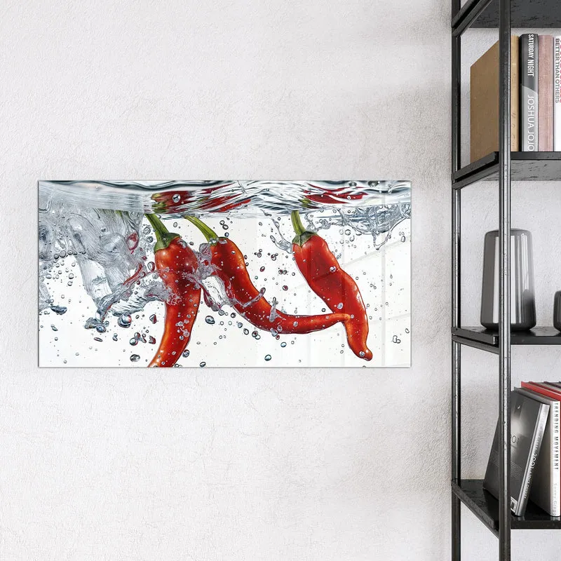 Magnettafel - Drei Chilis im Wasser