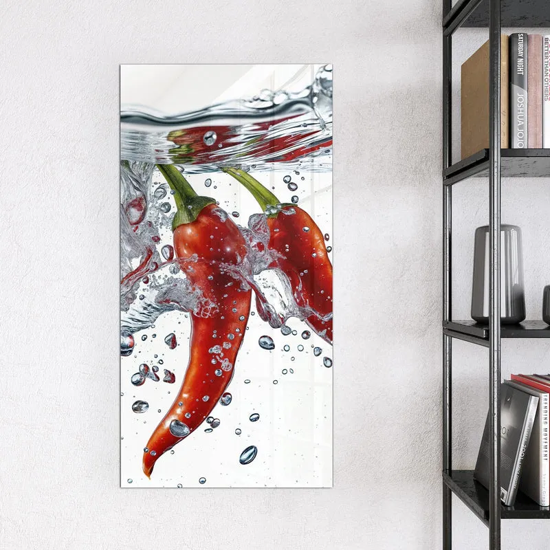 Magnettafel - Drei Chilis im Wasser