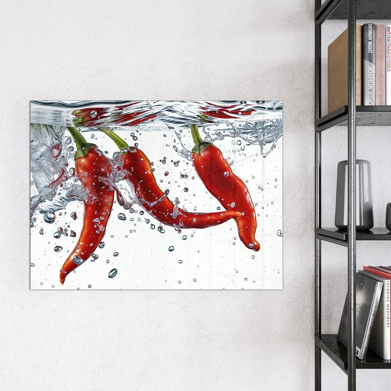 Magnettafel - Drei Chilis im Wasser