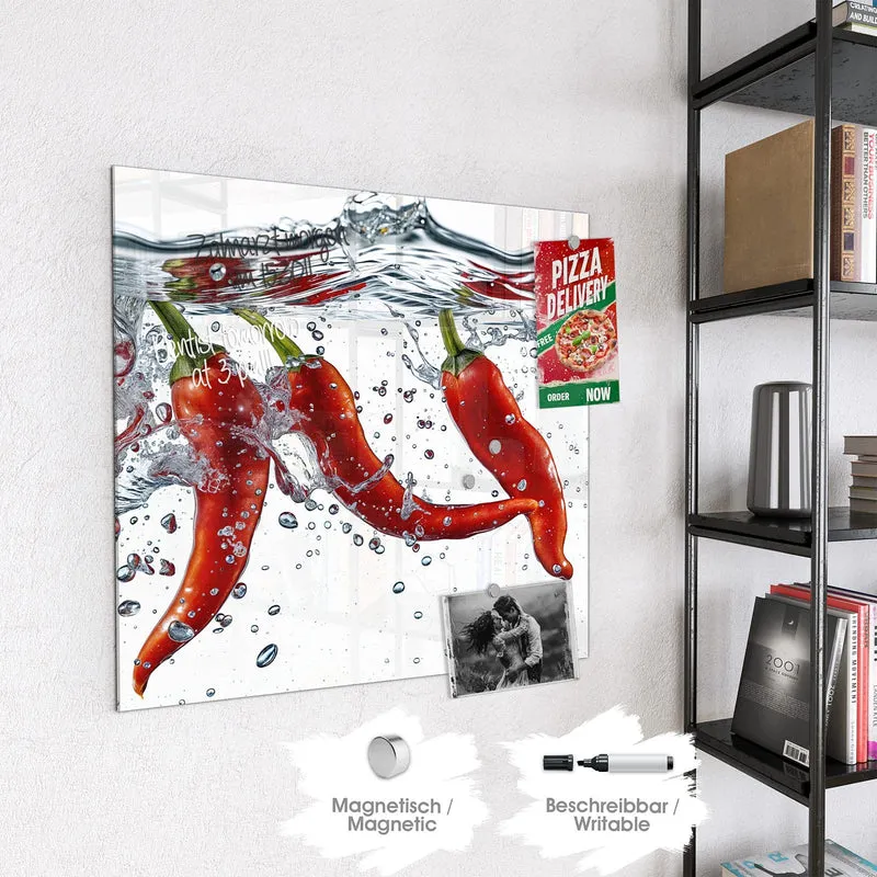 Magnettafel - Drei Chilis im Wasser