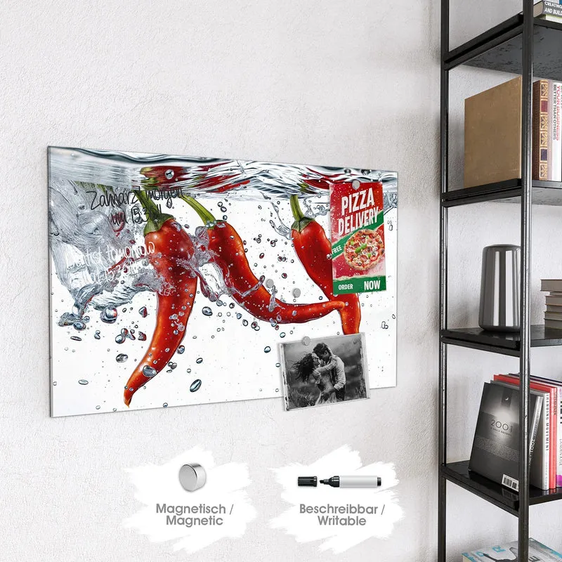Magnettafel - Drei Chilis im Wasser