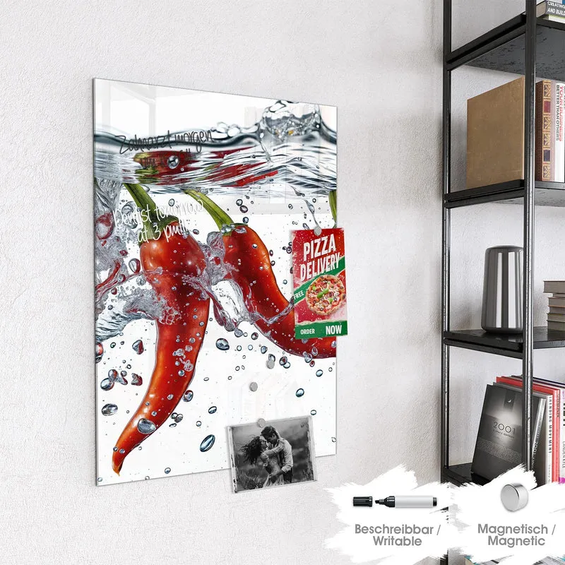 Magnettafel - Drei Chilis im Wasser