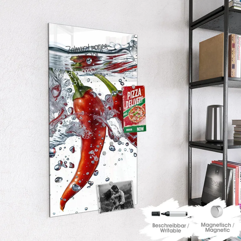 Magnettafel - Drei Chilis im Wasser