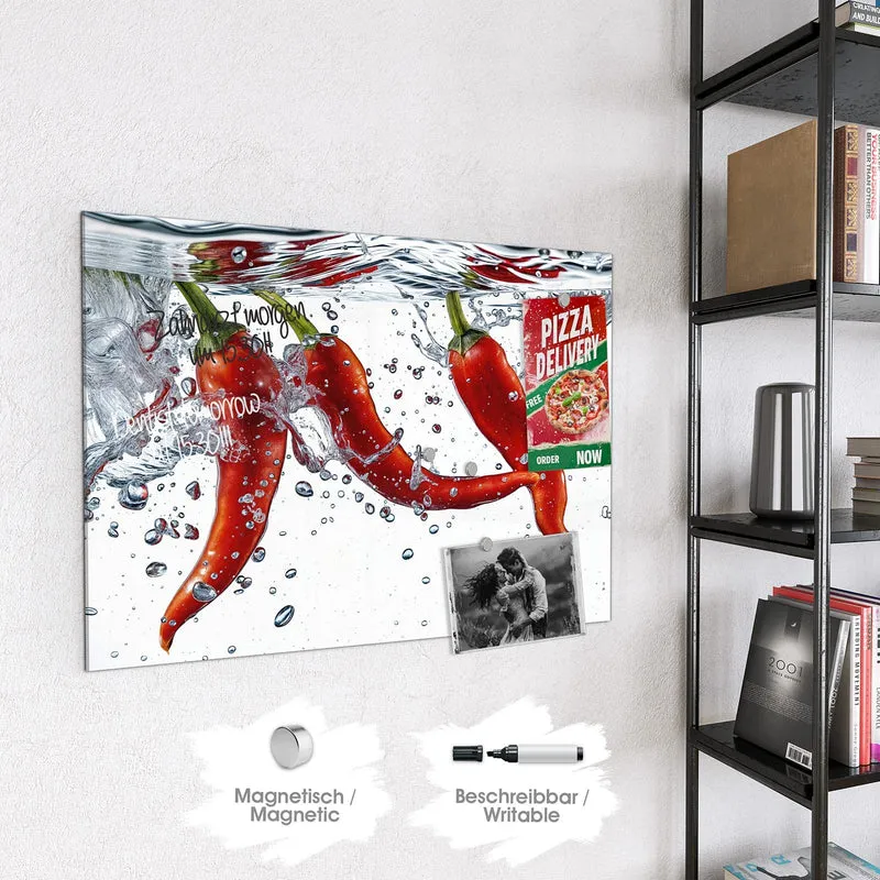 Magnettafel - Drei Chilis im Wasser