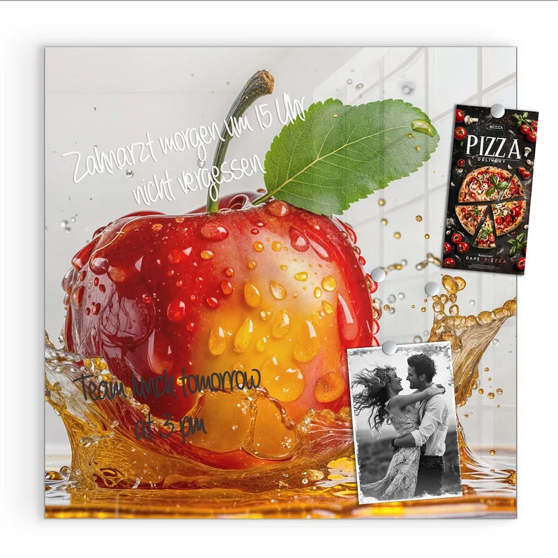 Magnettafel - Apfel mit Saftspritzer