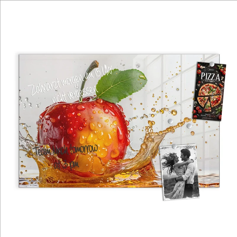 Magnettafel - Apfel mit Saftspritzer