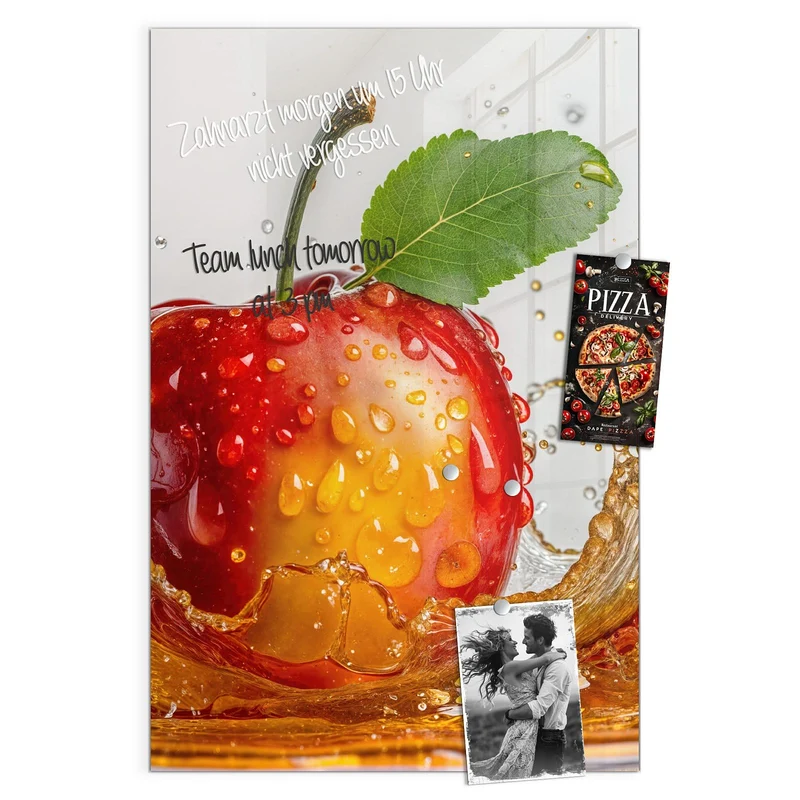 Magnettafel - Apfel mit Saftspritzer