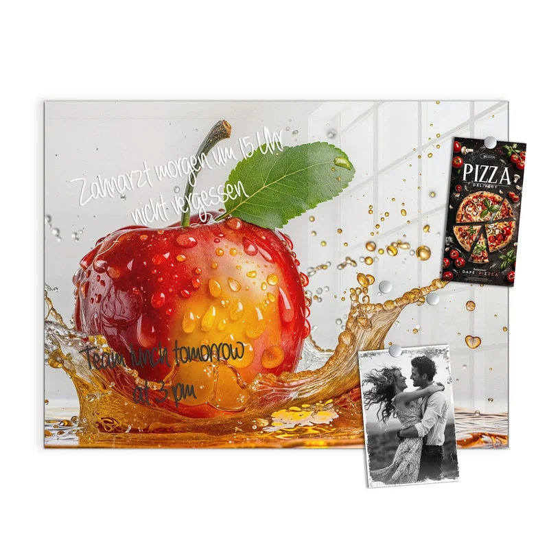 Magnettafel - Apfel mit Saftspritzer