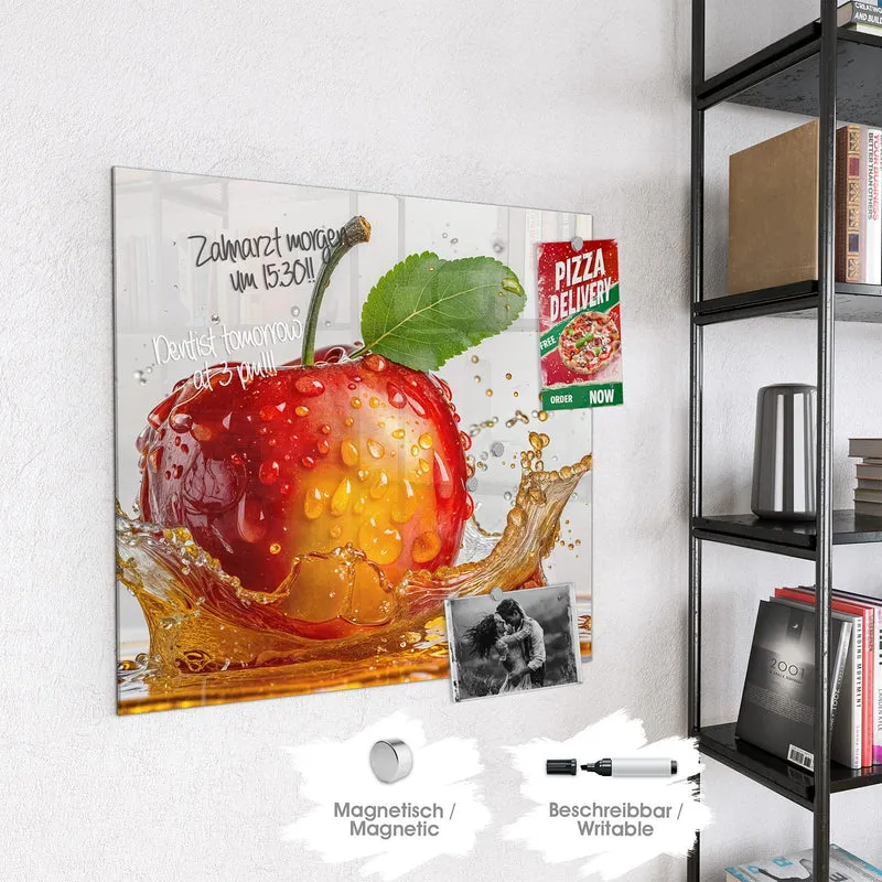 Magnettafel - Apfel mit Saftspritzer