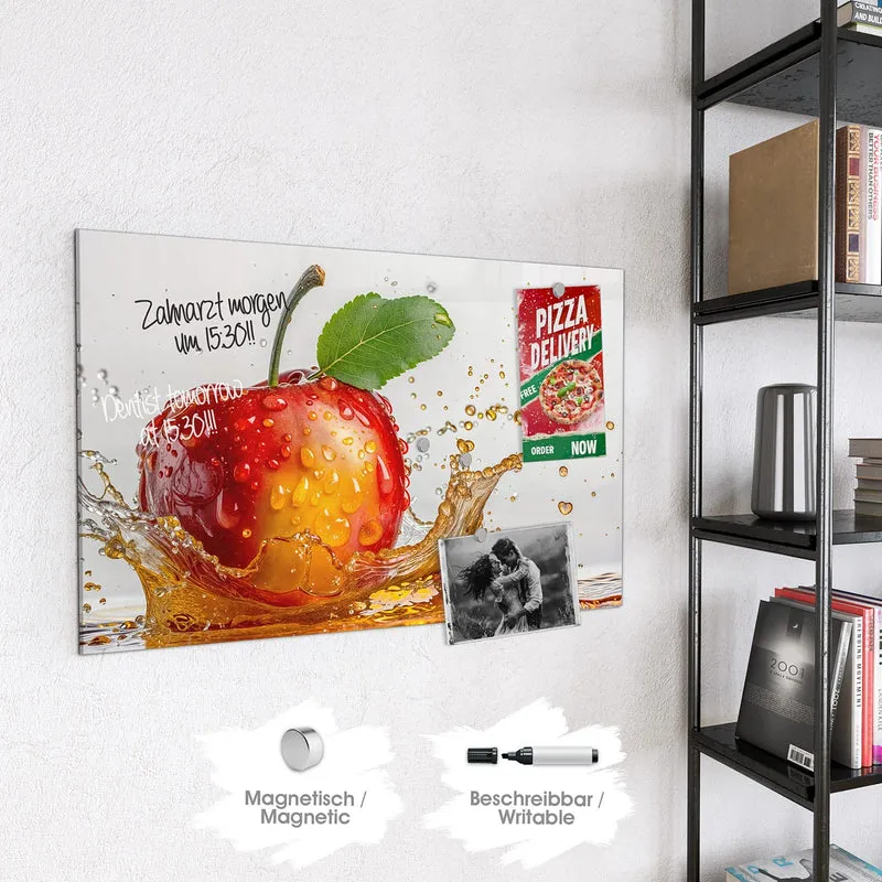 Magnettafel - Apfel mit Saftspritzer