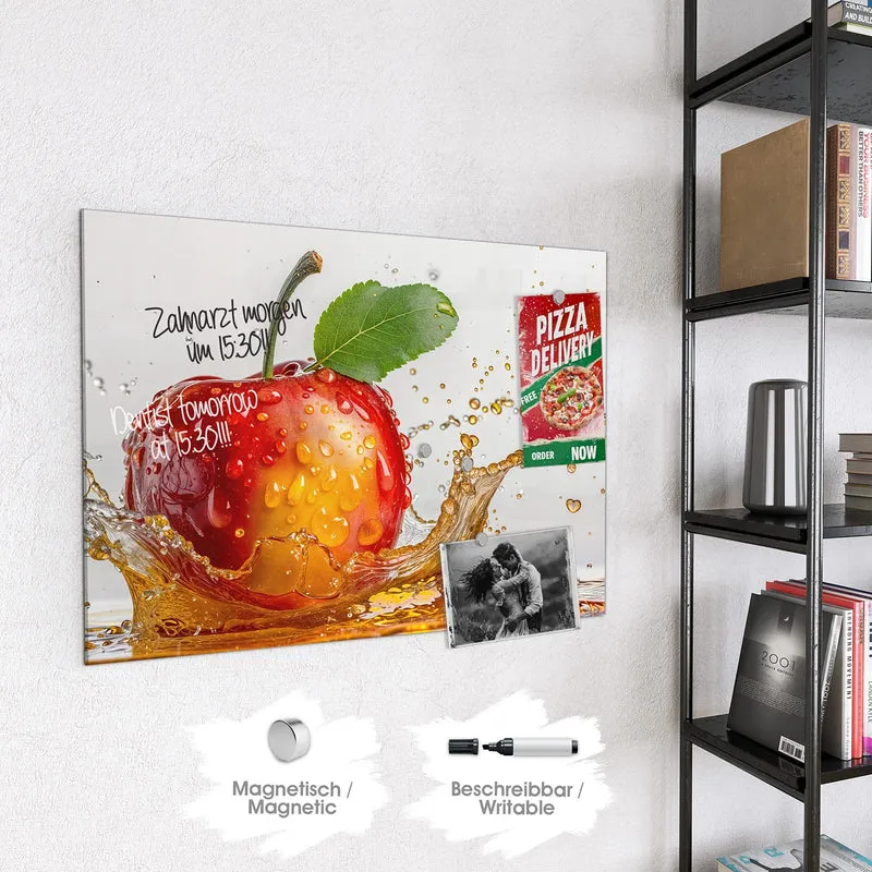 Magnettafel - Apfel mit Saftspritzer