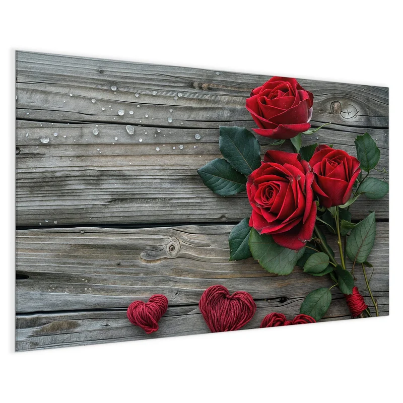 Magnettafel - Drei Rosen mit Herzen